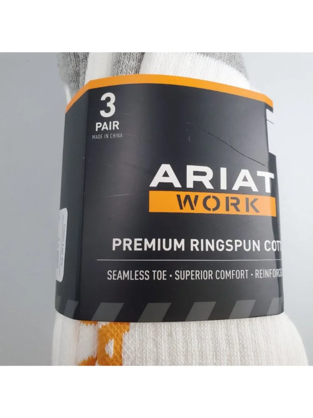 Ariat Work Premium Ringspun Cotton Socks Men Size Medium NWT 3 Pack White